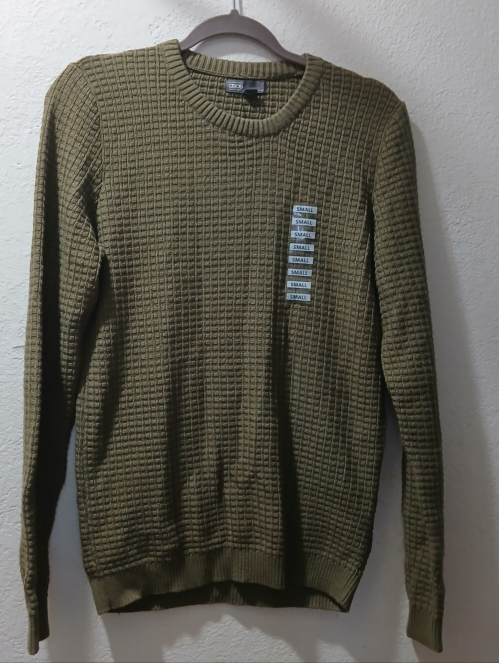 ASOS Nwot size S  Olive Crewneck Waffle-Knit Sweater